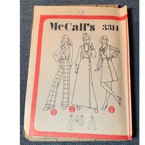 Vintage McCalls 3314 Sewing Pattern Size 10 1970s Womens Skirt Vest Pants Uncut